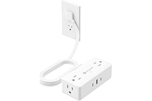 Small Surge Protector Power Strip, Kakyanill 5 ft Flat Extension Cord with 4 Outlets 3 USB Ports (2 USB C), Flat Extension Cord with 900 Joules Protection, Suitable for Home Office Dorm Room, White