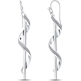 Charmsy 925 Sterling Silver Infinity Knot Twist French Wire Drop Dangle Earrings for Women