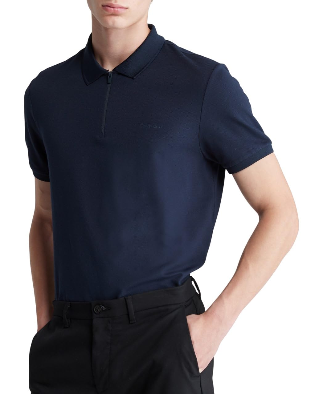 Calvin Klein Men’s Tech Zip Polo Dark Sapphire