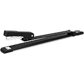 Deli Long Reach Stapler with 1000 Staples, 20 Sheet Capacity, Black | Long Arm Standard Staplers for Booklet or Book Binding