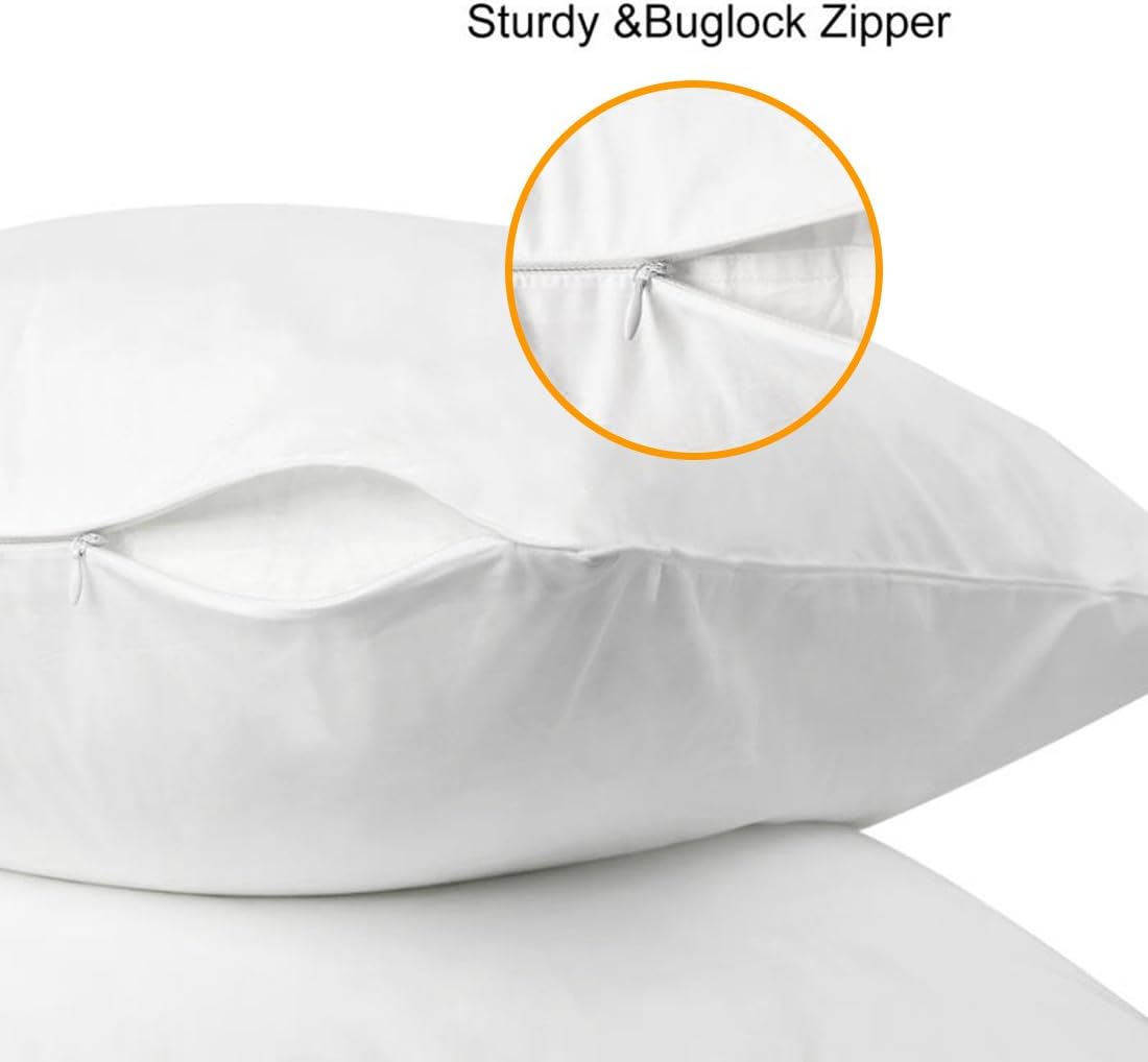 Precoco Pillow Cases Queen Size-100% Cotton Pillowcase Covers with Zipper Hidden, Wrinkle, Fade & Stain Resistant/Pillow Covers for Easy Care, 2 Pack/White: Kitchen & Dining