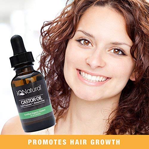 IQ Natural Castor Oil, Eyebrow and Eyelash Growth Serum, 100% Pure Cold Pressed Organic Castor Oil, Eyelash Serum Conditioner, Lash Serum Growth Hair Oil Treatment, Brow Growth Serum - 2oz (60ml)