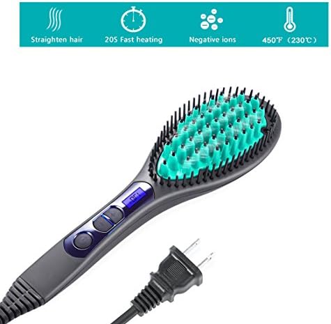 Syric portable Hair Straight Brush Fast Ceramic Brush Straightener With LCD Digital Control Display