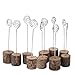 Jimcoser Rustic Real Wooden Base Place Card Holders Iron Wire Picture Picks Clip Holder Stand for Wedding Table Name Number Photo Card Memo Holder Party Decorations(10 Pack)