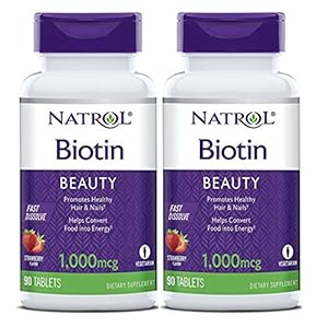 Natrol Biotin Strawberry Flavor, 1,000mcg, 90 Count (2 Pack)