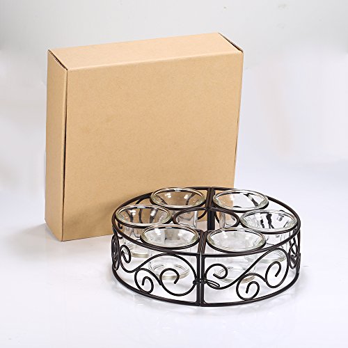 Candle Holders, TOTOBAY Round Black Wrought Iron Table Candlestick