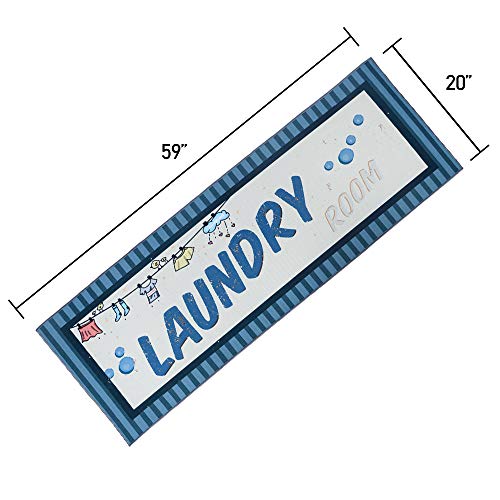 Carvapet Laundry Room Decorative Printed Runner Rug, Blue 20x59 Inch