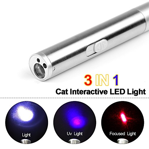 Tacobear 2PCS Cat Toys 3 in 1 USB Charging Catch Interactive LED Light Exercise Cat Training Tool