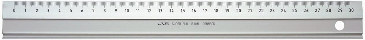 Linex 100413071 1950 Super M Series Aluminium Ruler 50 cm Scales in MM, with Slip Protection, Zeichenkante Cutting Edge and Aluminium
