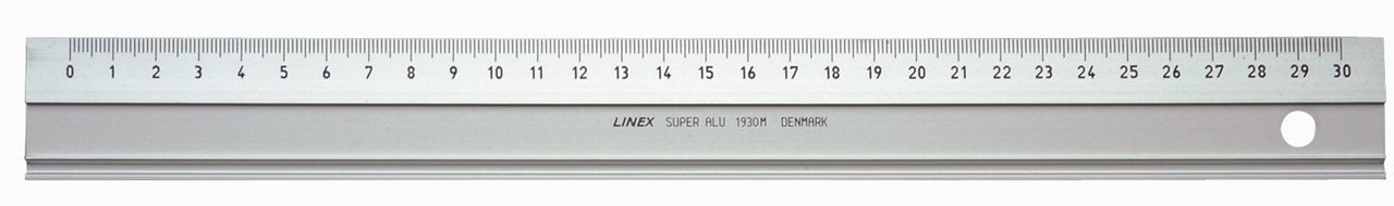 Linex 100413071 1950 Super M Series Aluminium Ruler 50 cm Scales in MM, with Slip Protection, Zeichenkante Cutting Edge and Aluminium