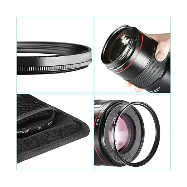 Neewer 49MM Objektiv Filter Set: UV-Filter + CPL Filter + ND4 Filter + Filterbeutel + Reinigungstuch für Kameras mit 18… – Bild 6