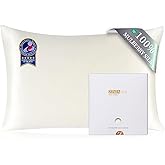 ZIMASILK 100% Pure Mulberry Silk Pillowcase for Hair and Skin Health,Soft and Smooth,Both Sides Premium Grade 6A Silk,600 Thread Count,with Hidden Zipper,1pc(Standard 20''x26'',Ivory)