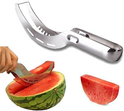 Watermelon Slicer Cutter Corer Server Tongs-Kitchen Gadget-Multipurpose All In One Stainless Steel Knife - Melon &amp; Fruit Slicer-ROSIMO