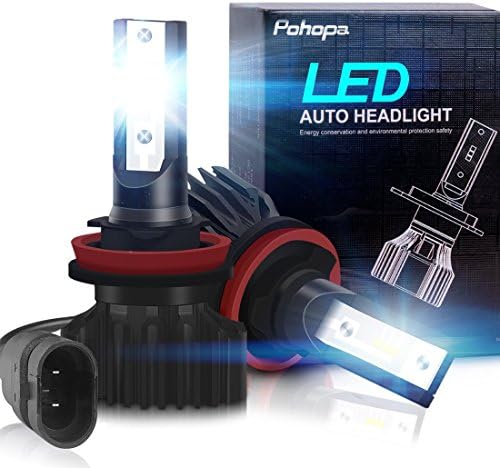 H11/H8/H9 LED Headlight Bulbs – Pohopa Headlights All-in-One Conversion Kit 2Packs (DOT Approved) Low Beam/Fog Light Bulb 8000LM 5500K 12xCSP Chips Cool White