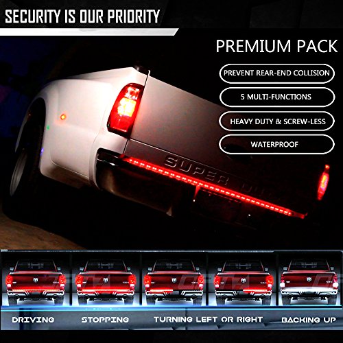 Stop-Alert 60" Most Powerful Truck Tailgate Light Bar Strip Multi-Function - For Running Lights, Brake Signal, Reverse Back Up for SUV, Dodge Ram, Ford F-150 (60in X 324 LEDs Light Strip)