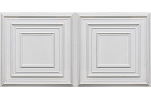 From Plain To Beautiful In Hours 222 Schoolhouse PVC 2' x 4' Lay-in or Glue-up Ceiling Tile (Covers / 200 sq.ft), White Matte, 25 Piece