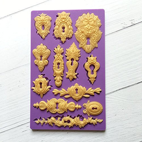 IOD Vintage Art Decor Molds"Keyholes" Sugarcraft Silicone Fondant Mould for Cake Decorating Cupcake Topper, Sculpting Silicone Sugar Resin Craft DIY Moulds Gum Paste - Thumbnail 2