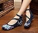 AvaCostume Womens Embroidery Rubber Sole Summer Wedges Sandals Fashion Dress Shoes for Cheongsam, Blue, 39