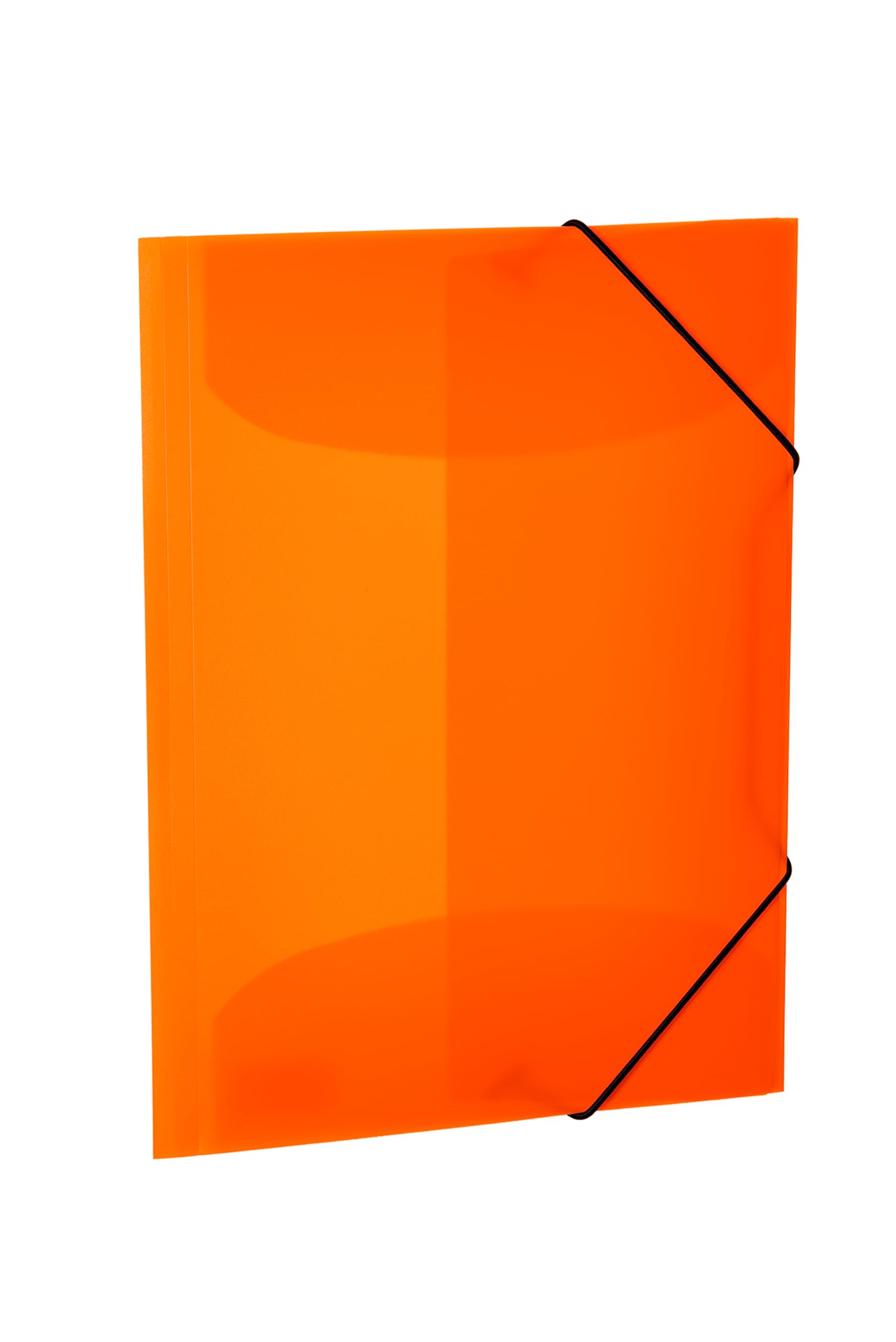 HERMA 19656 Portfolio Folders A4 Translucent Neon Orange, Pack of 3, Children's Plastic Corner Folder with Inner Flaps and Elastic Band, Sturdy Plastic Folders Set for Boys and Girls
