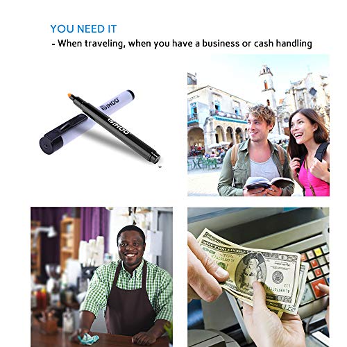 TIHOO Counterfeits Money Detector Pen with UV Light, Money Marker Counterfeit Bill Detector, Fake Bill Detector Pen Checker, 3 Pack