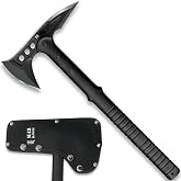 M48 Tactical Tomahawk Military Axe - Black Color | 3 ⅞&rdquo; Cast Stainless Steel Combat Axe with Piercing Spike | Nylon Cord Wrapped Fiberglass Handle