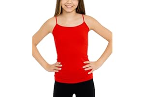 Malibu Sugar Girls Sleeveless Camisole Tank Top Camis – Side Ribbed Undershirt Tank Tops for Layering One Size Fits Age 10-14