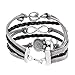 Gray Black Braided Leather Wrap Bracelet Sideways Infinity Skull Music Note Girls Wristband Bracelets