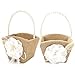 Bodosac 2PCS Burlap Flower Girl Basket Pearl Handle For Vintage Rustic Wedding CeremonySmall white lace