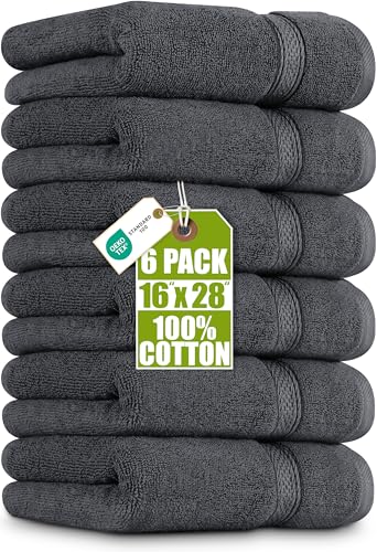 Utopia Towels 6 Pack Premium Hand Towels, 16x28 in, 600 GSM Cotton,