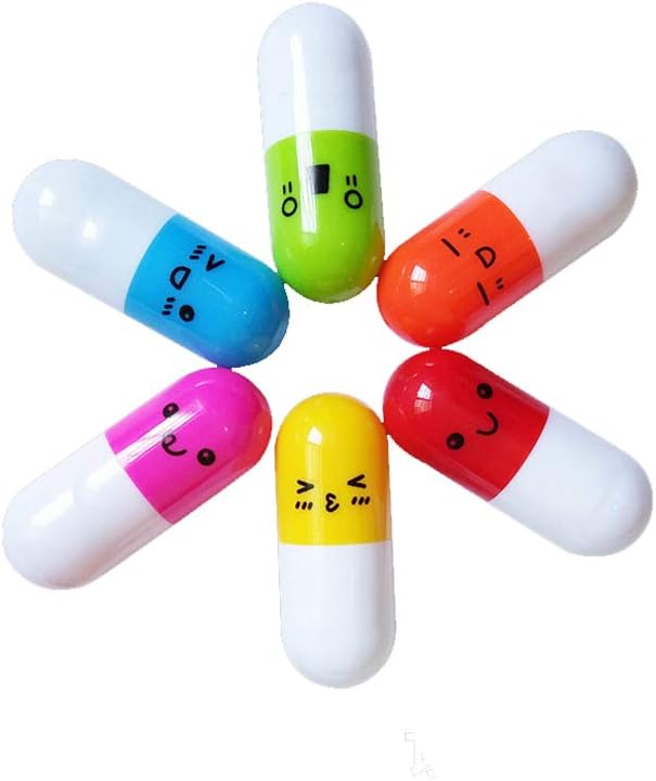 Aofocy Telescopic Pill Pen Retractable Capsule Ballpoint Mini Point Pen Office School Stationery for Students Kids Girls 6 Pcs