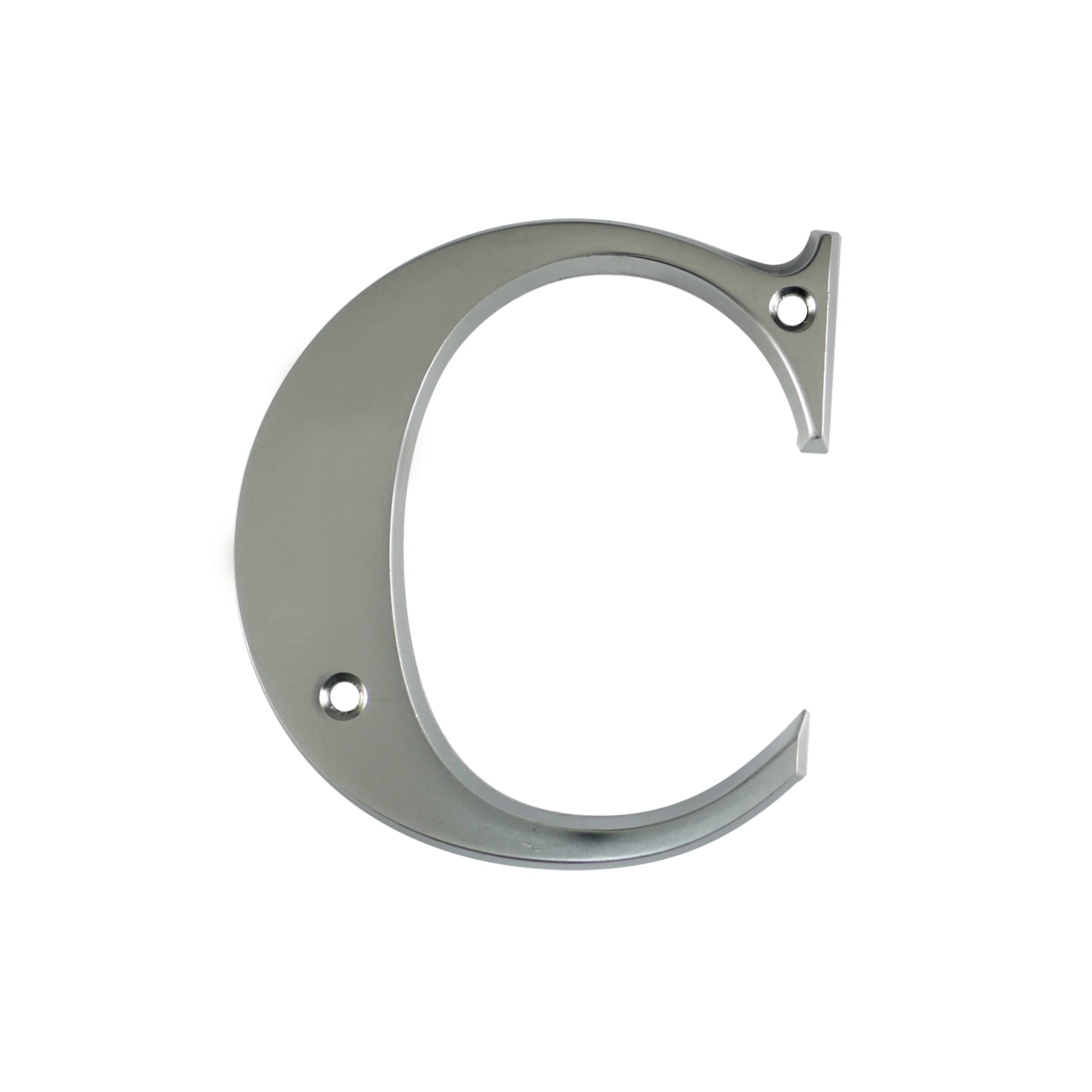UAP House Numbers - 3 Inch Door Numbers Signature Screw Fix Bevelled Edge For Front Door, Address Number Screw On For Doors And Gates, Letter Times Roman Font (Letter C, Satin Chrome)