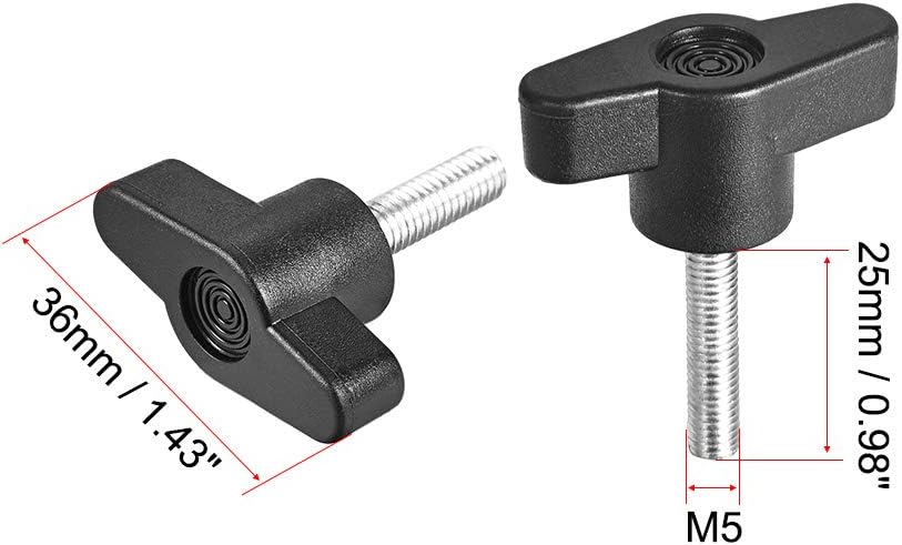 uxcell Clamping Handle Screw Knobs Handle M5 x 25mm Threaded T-Shape 10pcs, Black,silver - Image 3