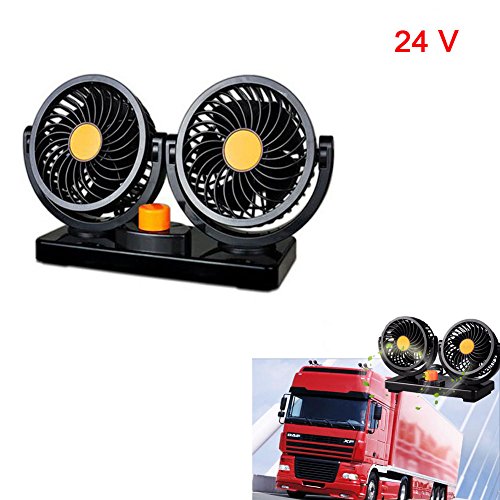 Vivian 24V Trucks Car Dashboard Cooling Fan Dual Swivel Heads 360 rotation 2 Speed Adjustable Auto Car Truck Vehicle Cooling Air Fan