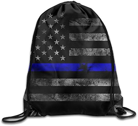 SUNG916 Thin Blue Line Flag Gym Drawstring Bags Backpack