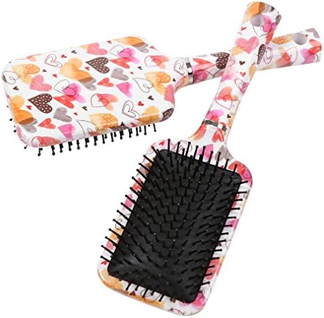 Detangler Hair Brush Paddle Brush Love Heart Printed by J.Z.F CARE (pink)