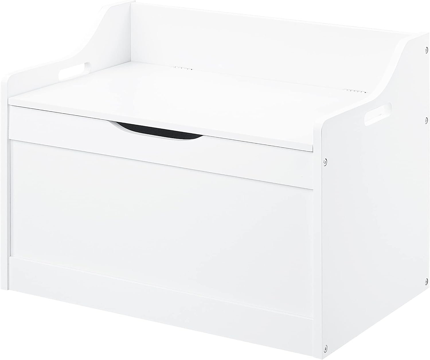 RAAMZO Wood Modern Storage Bench Toy Box Blanket Chest Trunk with Safety Hinged Lid in White Finish: Home Improvement
