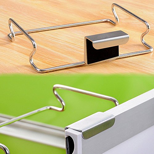Large Stainless Steel Trash Bag Holder for Kitchen Cabinets Doors and Cupboards, Stainless Steel - Thumbnail 4