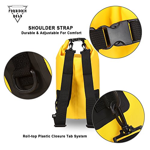 Forbidden Road 5L 10L 15L Waterproof Dry Bag (8 Colors) Dry Sack Roll Top Dry Compression Sack Keeps Gear Dry for Kayaking Boating Camping Canoeing Fishing Skiing Snowboarding (Yellow, 20L)