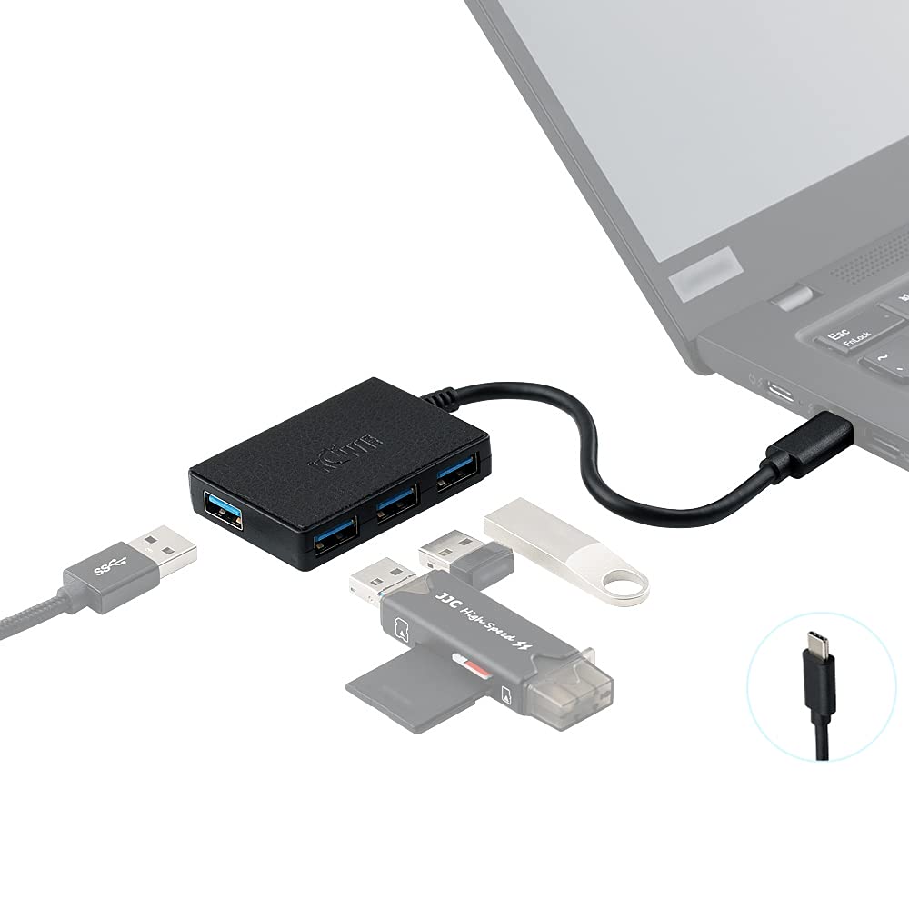 KIWIFOTOS USB C Hub, Type C Data Extender Adapter with 4 USB 3.0 Ports for Macbook, Mac Pro mini, Surface Pro, XPS, PS4, Mobile Hard Drives, Keyboard, Mouse, USB Flash Drives, USB Microphone