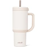 Ello Oasis 24 oz Tumbler with Handle & Retracting Straw | Reusable Insulated Stainless Steel Cup 100% Leakproof, Gifts for Teens Women Men | Keeps cold for 24 Hours, Cup Holder Friendly, Cream Tonal
