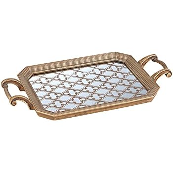 Kensington Hill Victoria Tile Design Gold Rectangular Tray