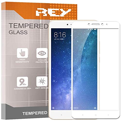 REY 3D Screen Protector for XIAOMI MI MAX - MI MAX 2, White, Polycarbonate Glass Film, Premium quality, Perfect protection for scratches, breaks, moisture, [Pack 2x]