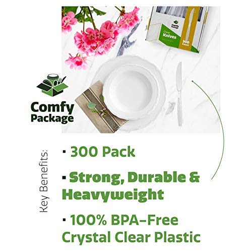 2 Heavyweight+Disposable+Clear+Plastic+Knives