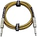GLS Audio 6 Foot Guitar Instrument Cable - 1/4 Inch TS to 1/4 Inch TS 6-FT Brown Yellow Tweed Cloth Jacket - 6 Feet Pro Cord 6' Phono 6.3mm - SINGLE primary