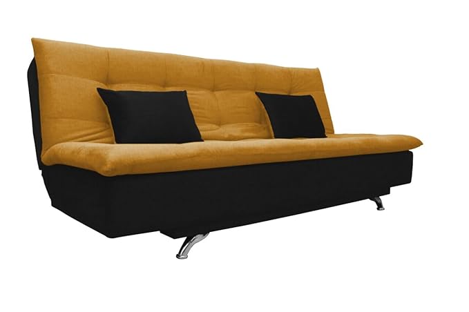 Adorn India Aspen 3 seater sofa cumbed(Yellow & Black)
