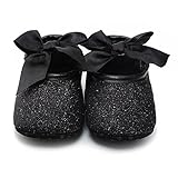 Ecosin Baby Girl Soft Sole Bowknot Bling Bling Shoes Prewalker Socks Sneakers (11/0-6months, Black)