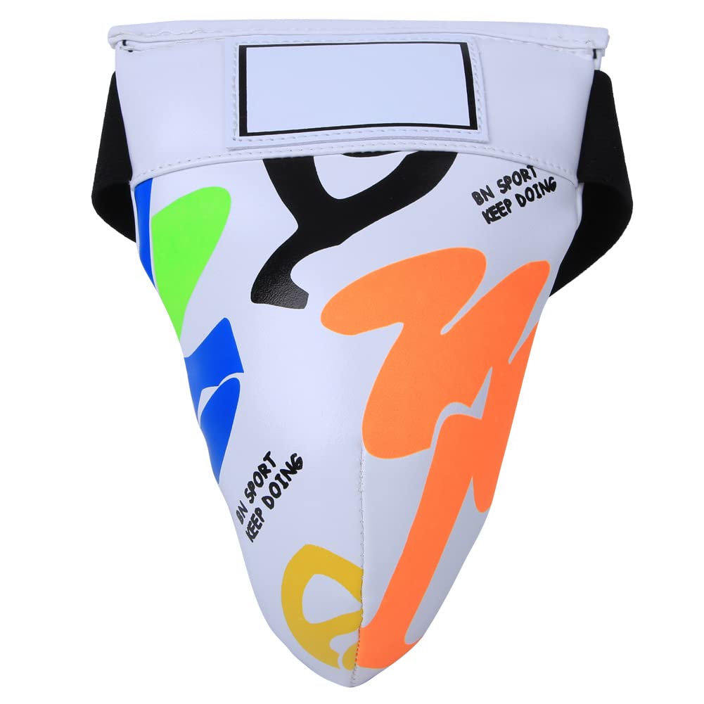 BN FIGHT Graffiti, Groin Guard Protective Youth Groin Protector Children Jockstrap Kids Child Gear for Boxing Sanda Taekwondo Trainingblack (White)