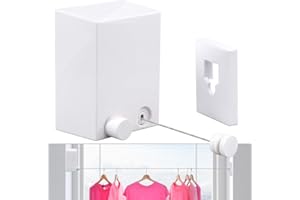 JOOM Retractable Clothesline |Indoor Outdoor Clothes Line | Heavy Duty Clothes Drying Laundry Line | Wall Mounted Drying Rack Clothing Line | Retracting Hanging | Lock to Prevent Sagging