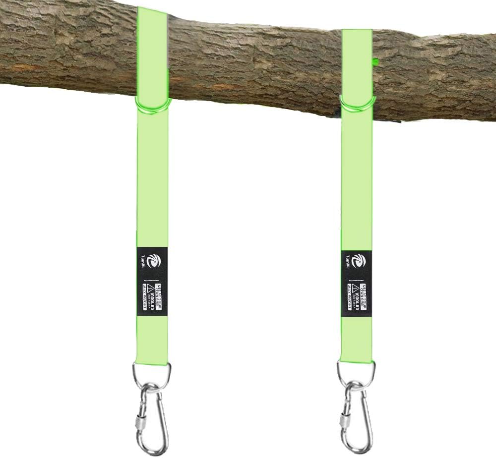 Tianxi Tree Swing Hanging Strap - 5ft Swing Straps Outdoor Suspension Accessories Kit, Holds 2200lbs with Stainless Carabiners, Easy Installation, Perfect for Baby/Garden/Toddler Swing(Grass Green)
