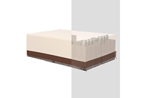 Tuyeho Patio Furniture Set Cover 88 x 58 x 28 inch, Durable Heavy Duty Oxford Fabric Outdoor Sectional Set Cover, Waterproof & Weather Resistant, for Your Outdoor Sectional Sofa Set (Beige & Brown)